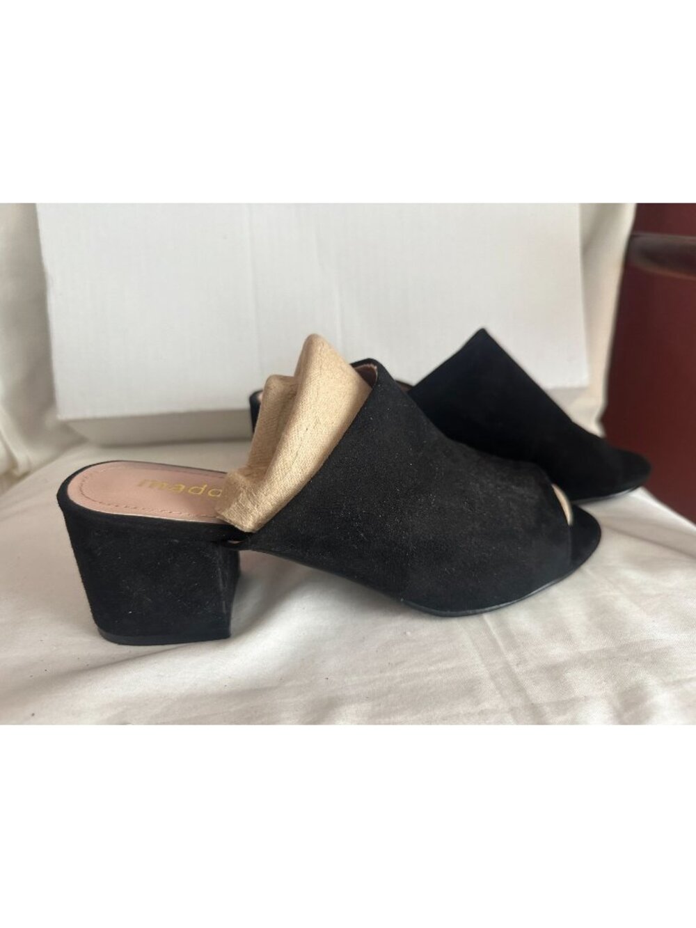 New Madden NYC black Lauriee Slide On Womens Block Heel Size 8